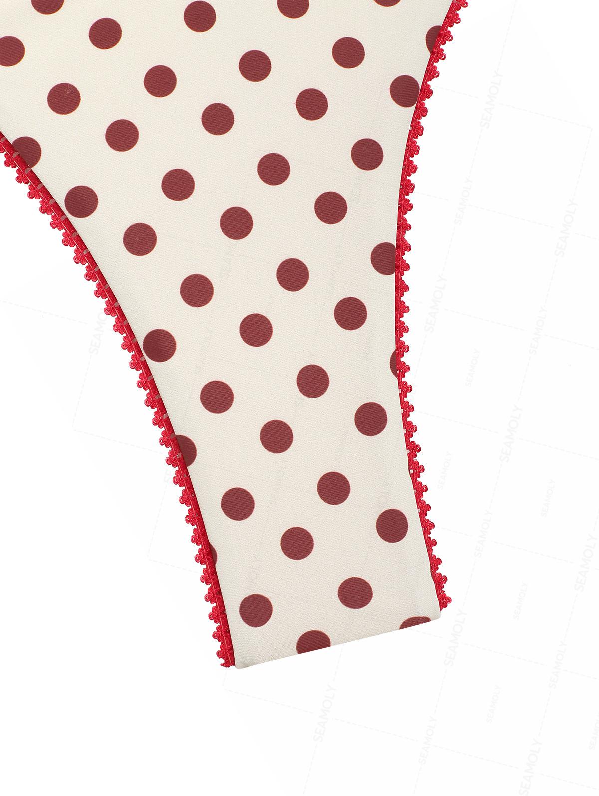 Seamolly Polka Dot Contrast Lace Trim Bowknot Decor Underwire Bikini Set