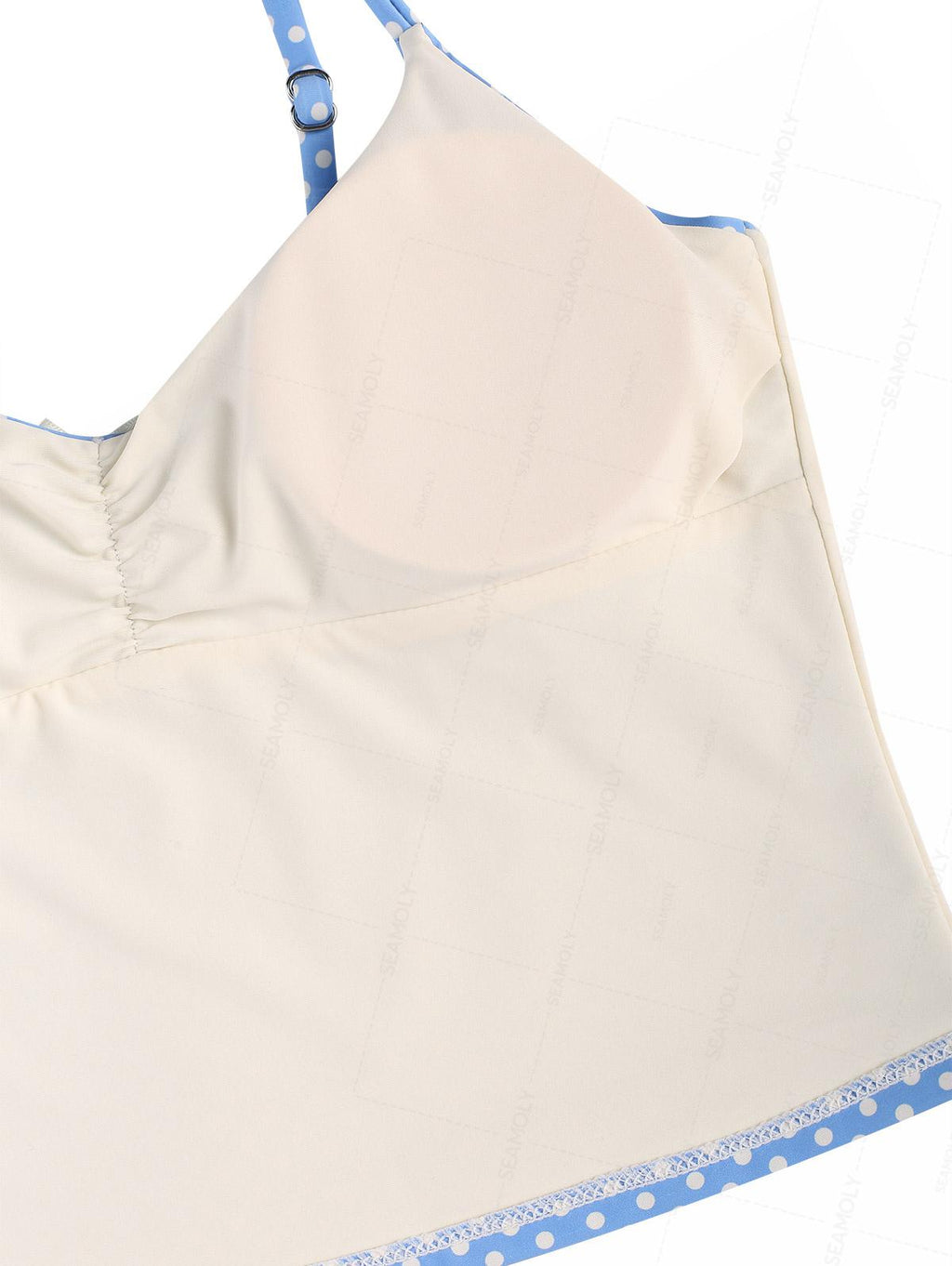 Seamolly Polka Dot Ruched Bowknot Cinched Tie Side Tankini Set