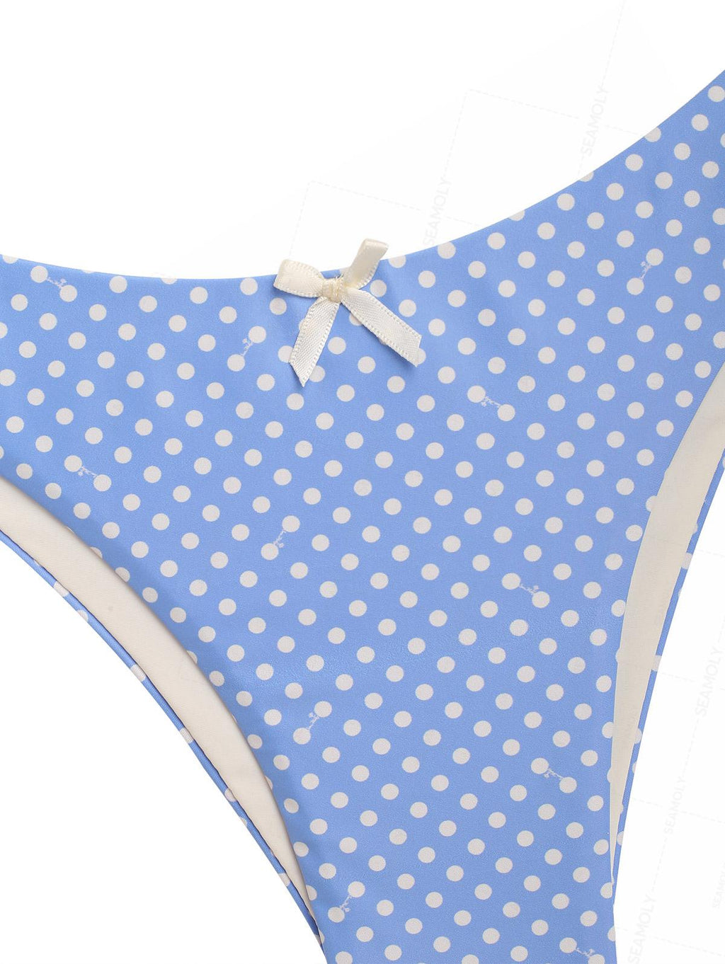 Seamolly Polka Dot Ruched Bowknot Cinched Tie Side Tankini Set