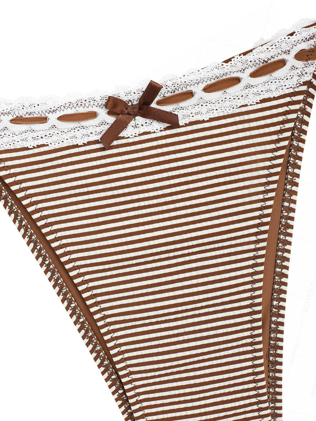 Seamolly Striped Lace Bowknot Halter Triangle Tie Side Bikini Set