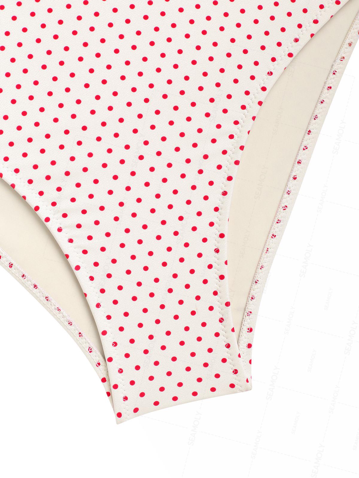 Seamolly Polka Dot Lace Bowknot Cinched Side Full Coverage Tankini Set