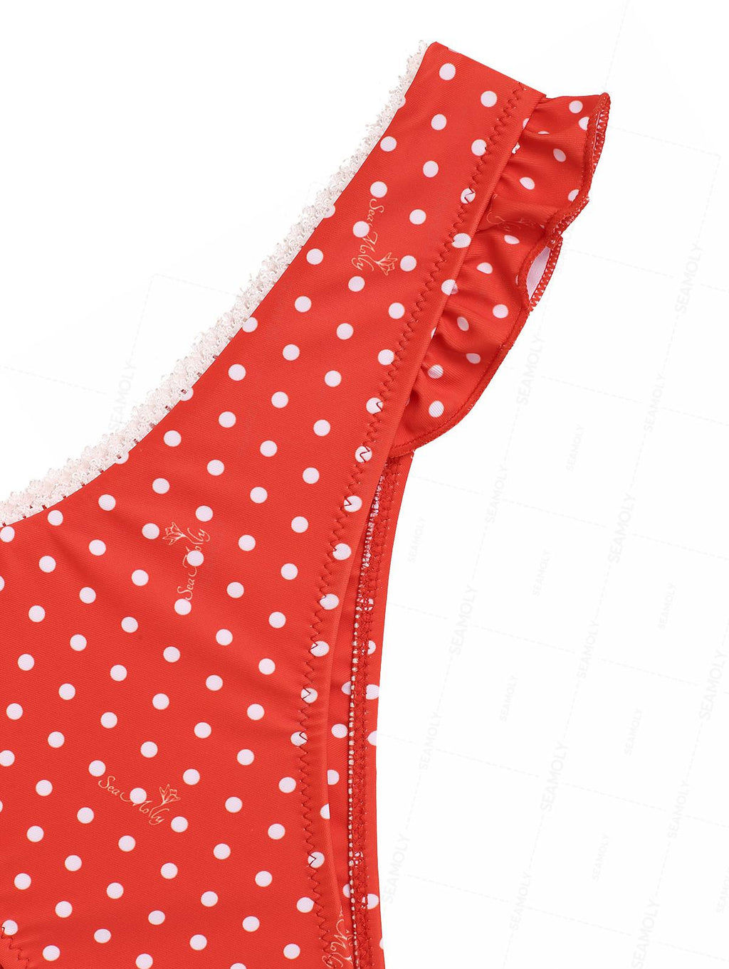 Seamolly Christmas Vintage Polka Dot Lace Bowknot Halter Triangle Bikini Set