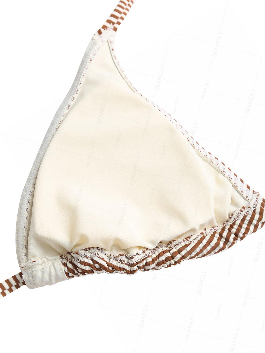 Seamolly Striped Frilled Ruffles Triangle Tie Side Bikini Set