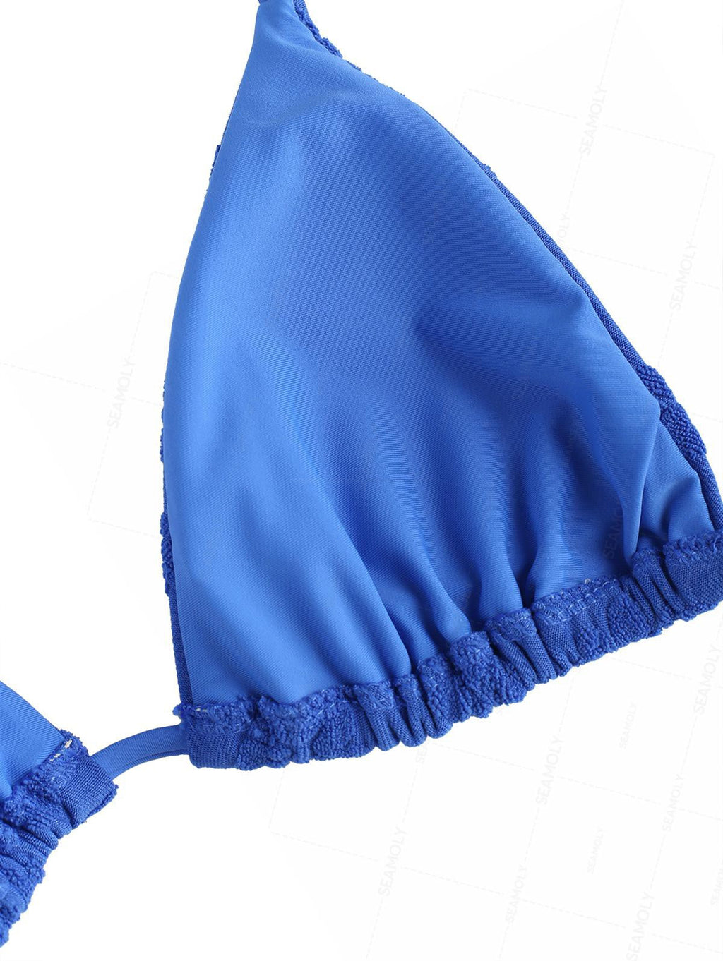 Seamolly Terry Cloth Toweling Floral Leaf Jacquard Halter Triangle Bikini Set