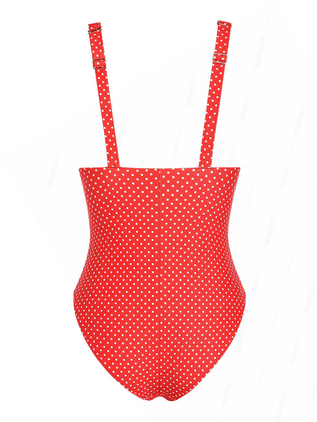 Seamolly Polka Dot Print Plunging Neck One-piece Swimsuit