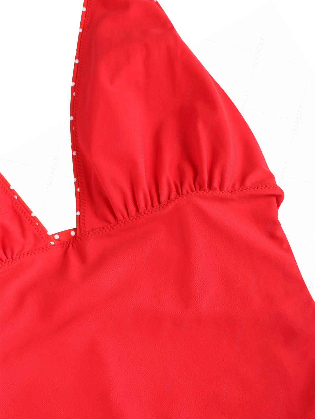 Seamolly Polka Dot Print Plunging Neck One-piece Swimsuit