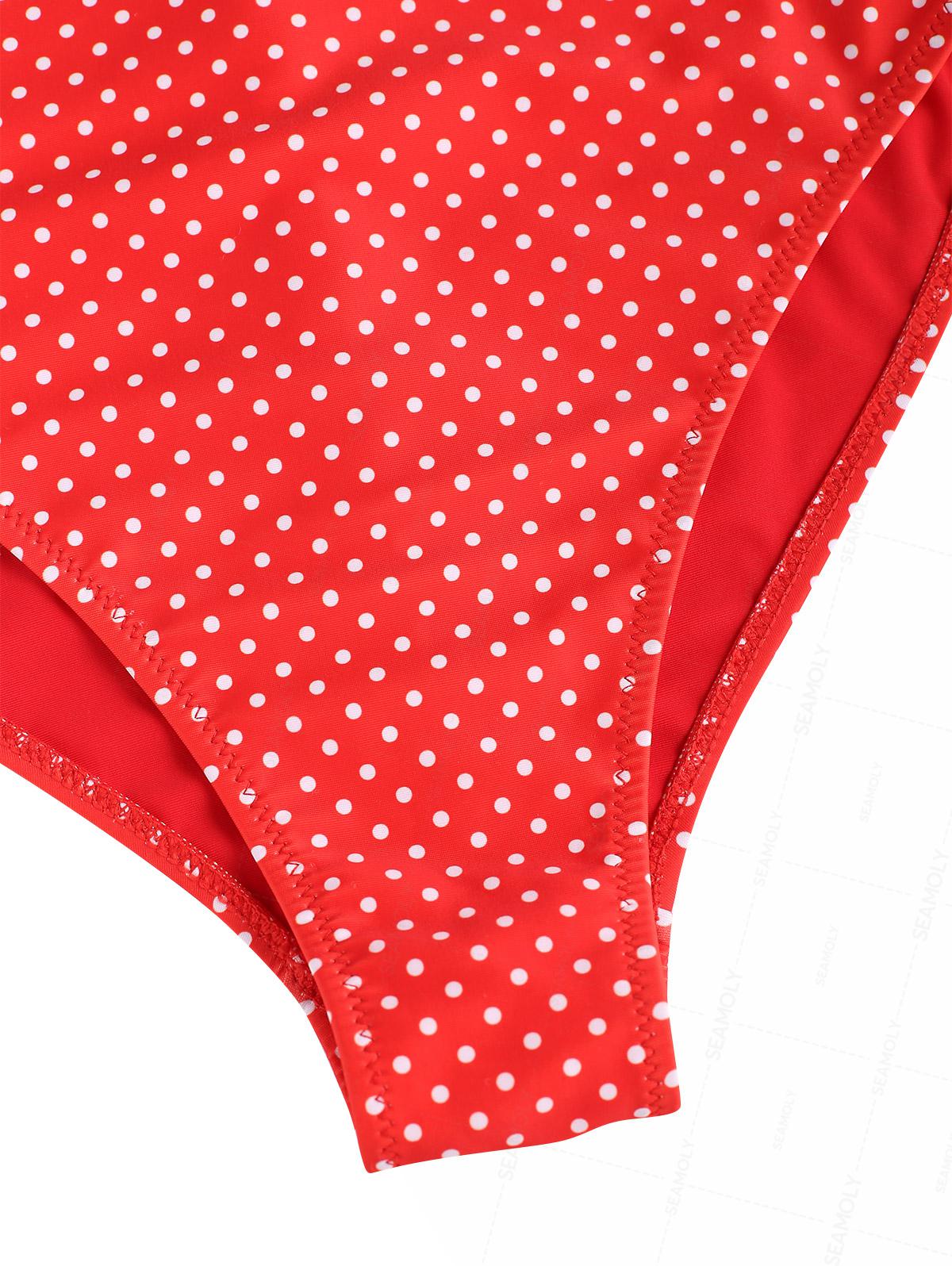 Seamolly Polka Dot Print Plunging Neck One-piece Swimsuit