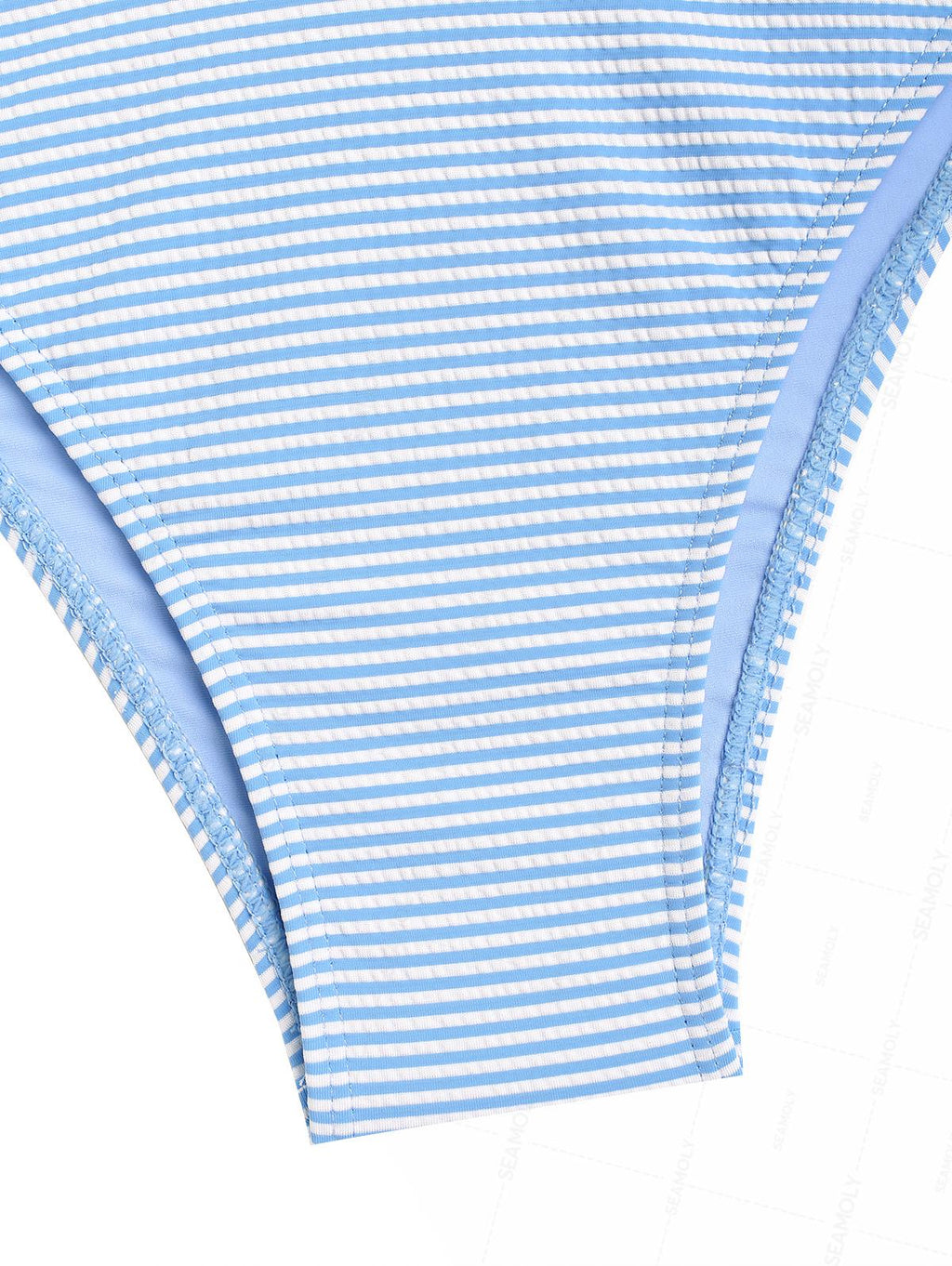 Seamolly Striped Asymmetrical Hem Slit Bowknot Decor Cinched Tie Side Tankini Set