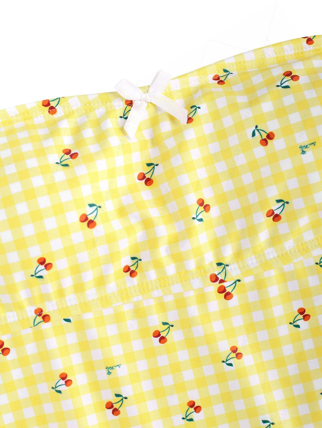 Seamolly Gingham Cherry Print Bowknot Cinched Tied Tankini Set