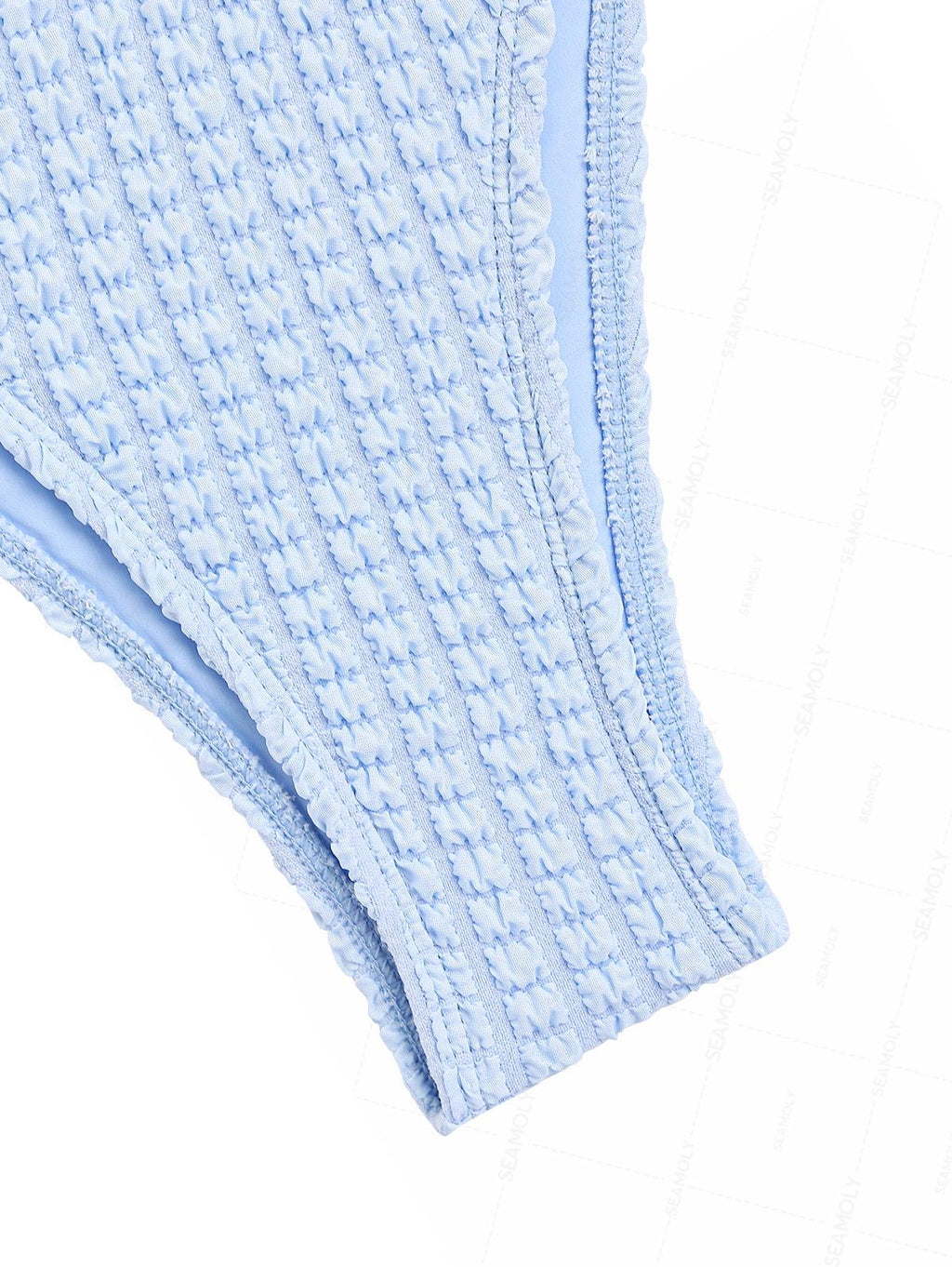 Seamolly Solid Color Textured Shell Decor Bikini Set