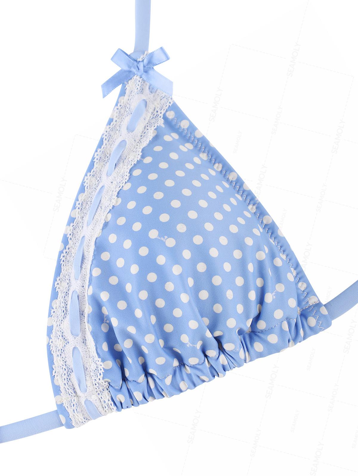 Seamolly Polka Dot Print Lace Bowknot  Bikini Set