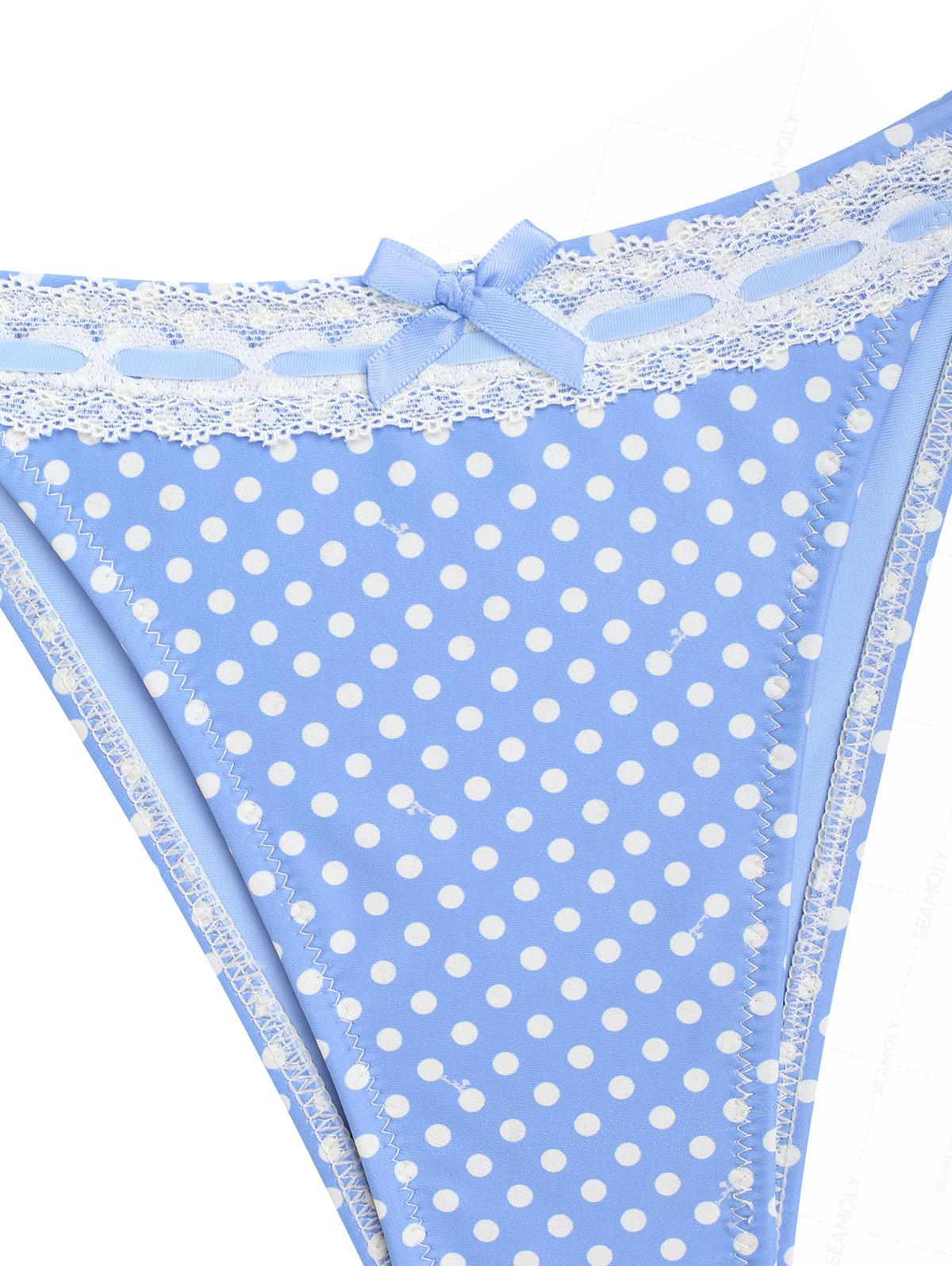 Seamolly Polka Dot Print Lace Bowknot  Bikini Set