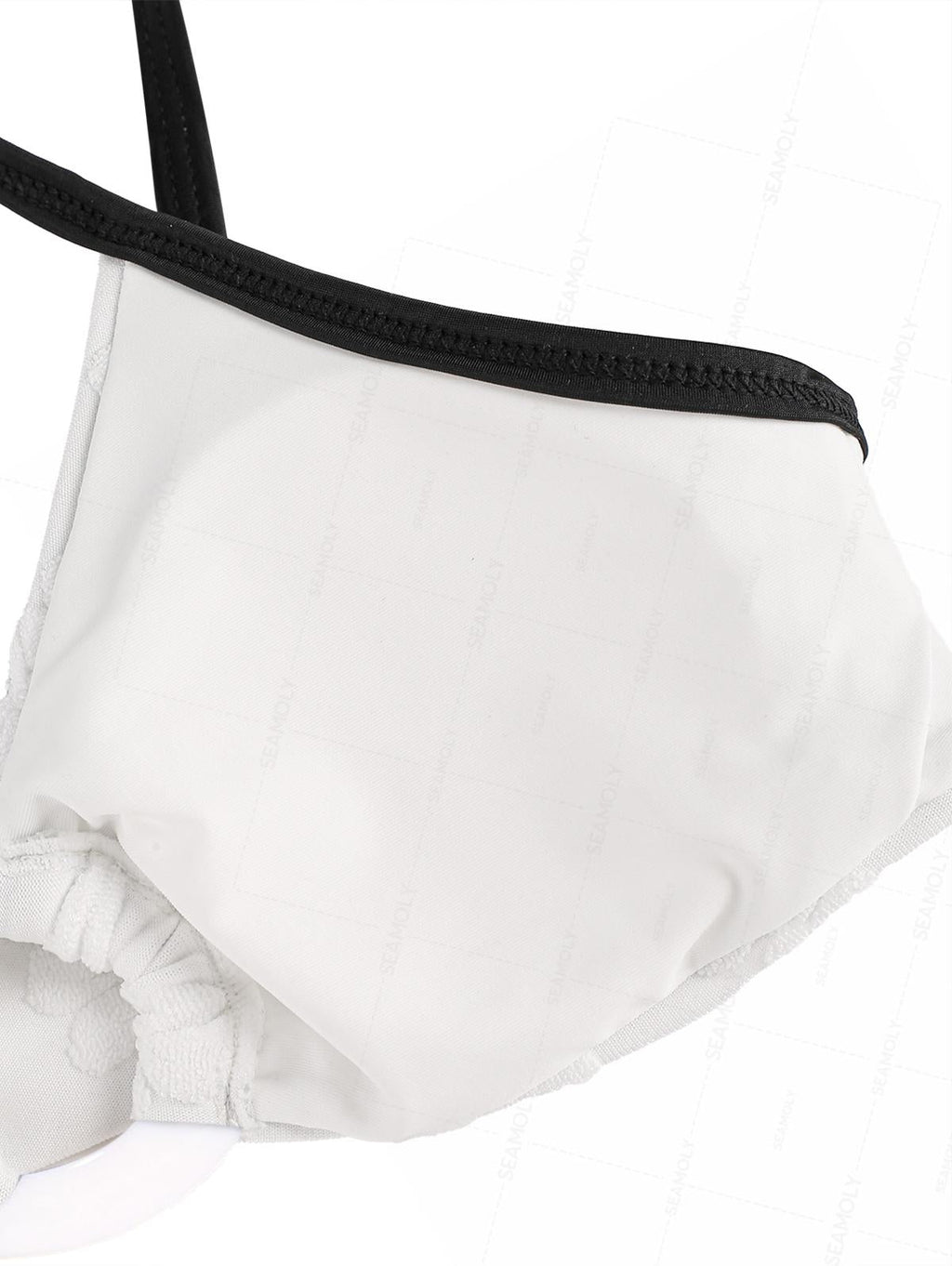 Seamolly Terry Cloth Floral Leaf Jacquard O Ring Bikini Set