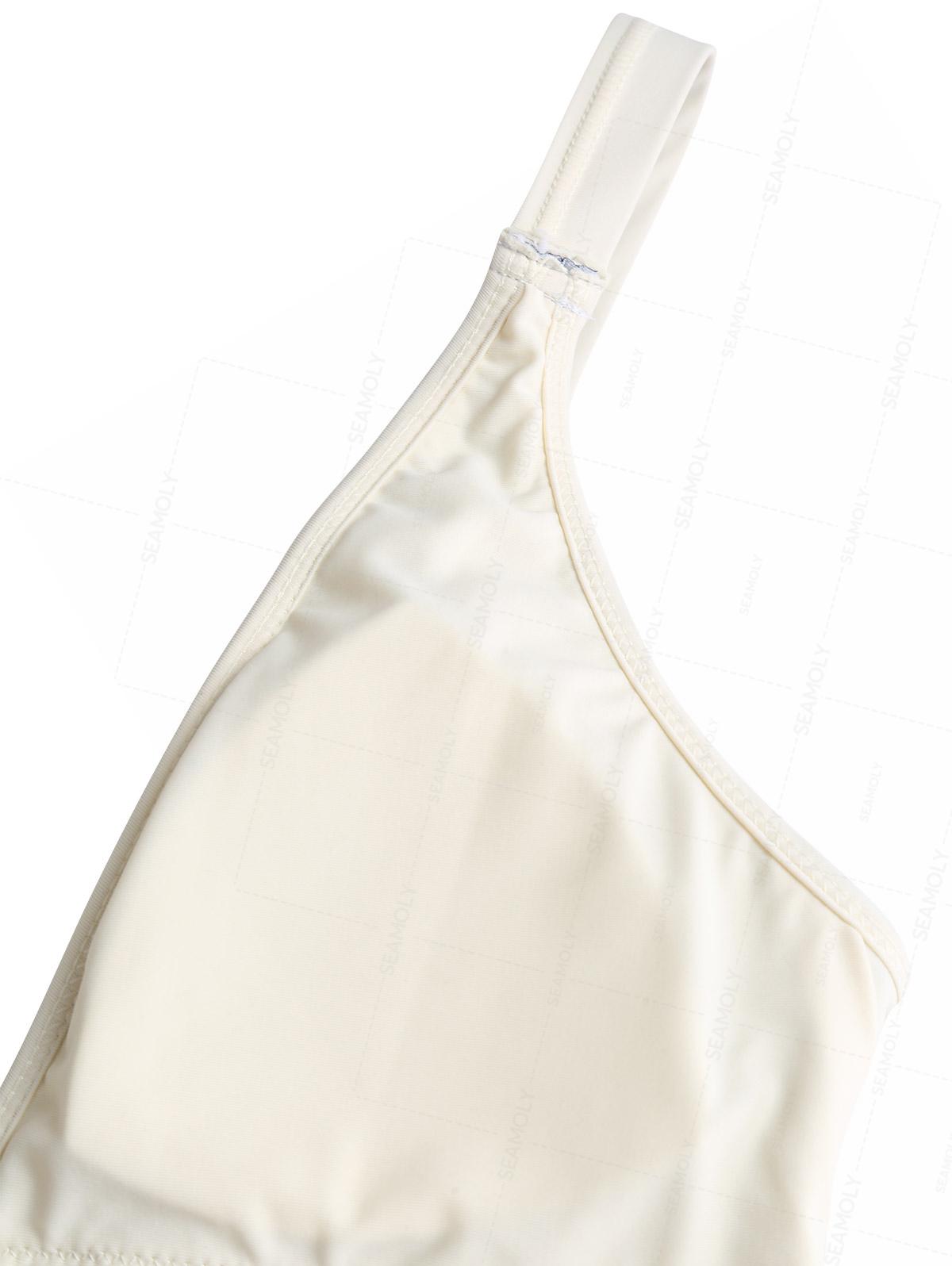 Seamolly Polka Dot Print Tie Around Criss Cross Plunging Neck One-piece Swimsuit