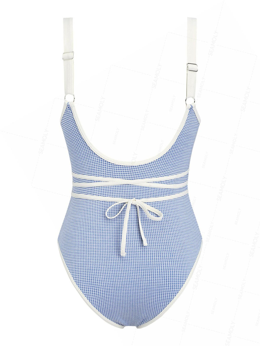 Seamolly Gingham Tie Around Criss Cross Plunging Neck One-piece Swimsuit