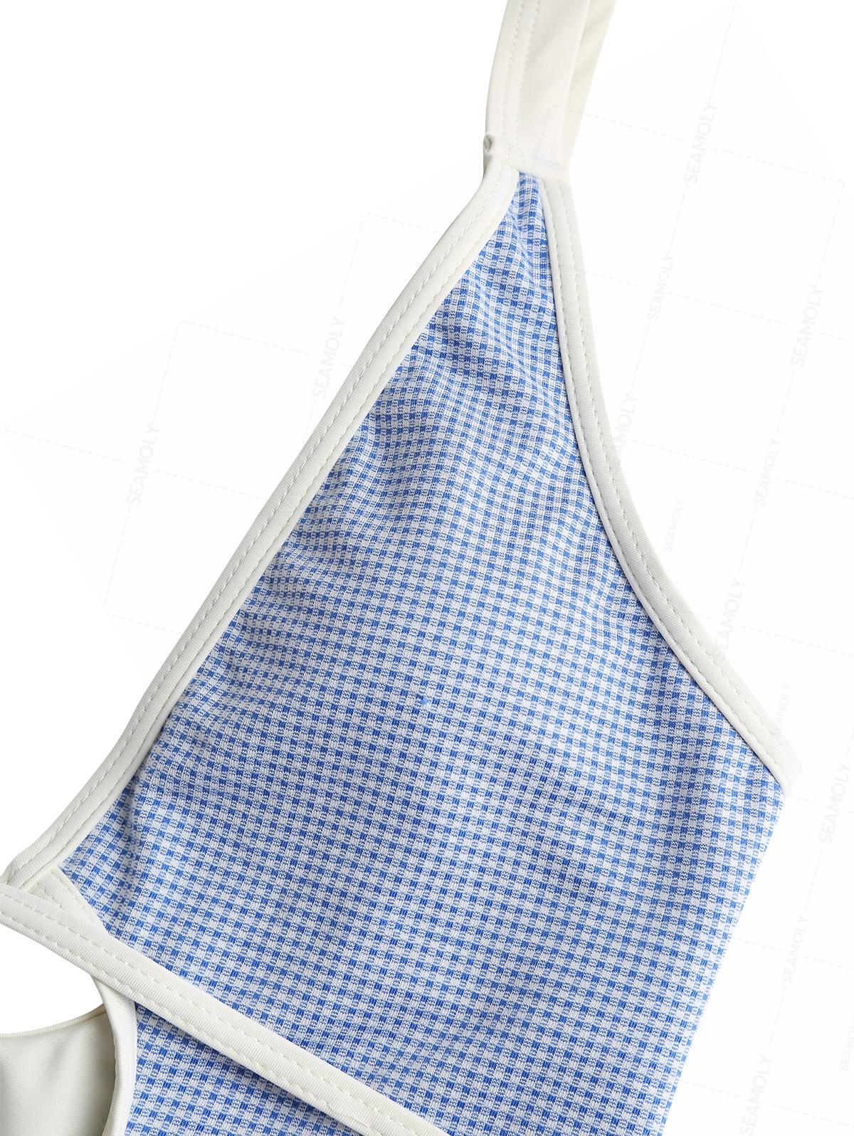 Seamolly Gingham Tie Around Criss Cross Plunging Neck One-piece Swimsuit