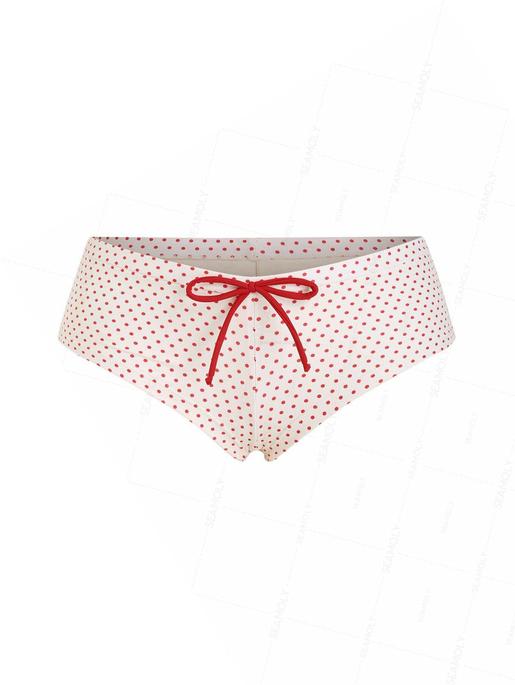 Seamolly Polka Dot Print Bowknot Beach Swim Bottom Boyshorts