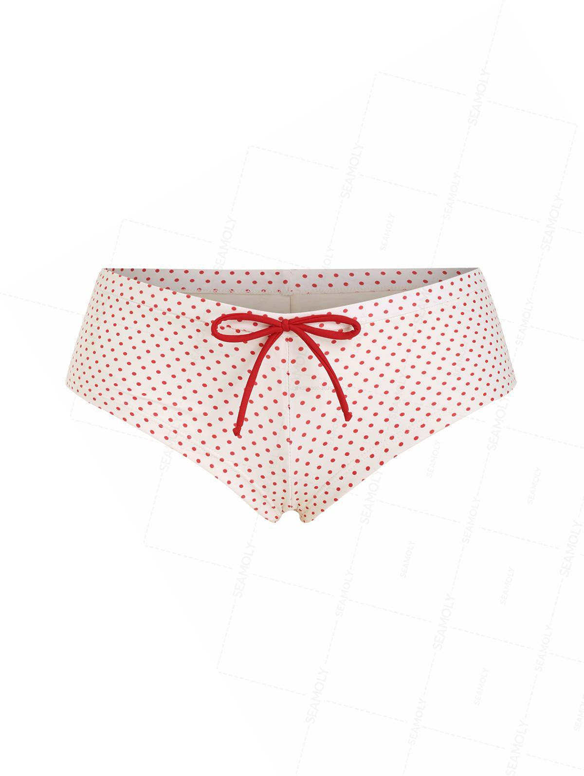 Seamolly Polka Dot Print Bowknot Beach Swim Bottom Boyshorts