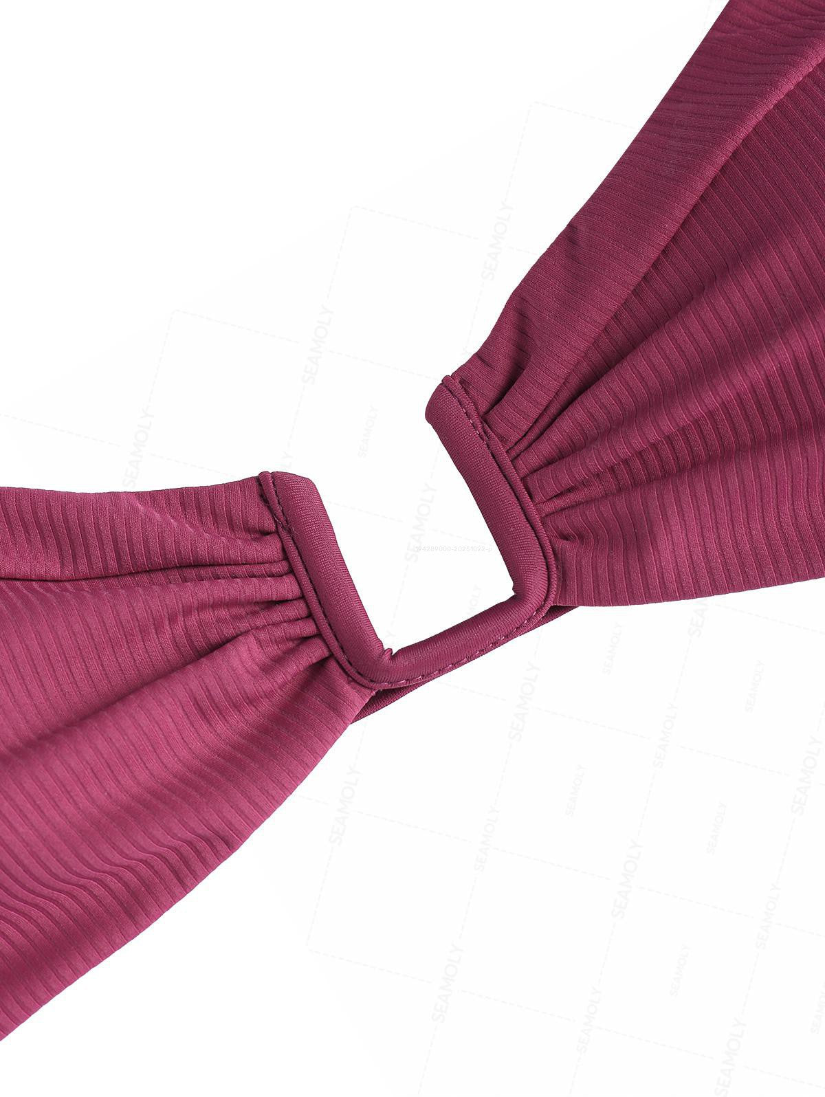 Seamolly Ribbed Ruched U-ring Cheeky Bikini Set