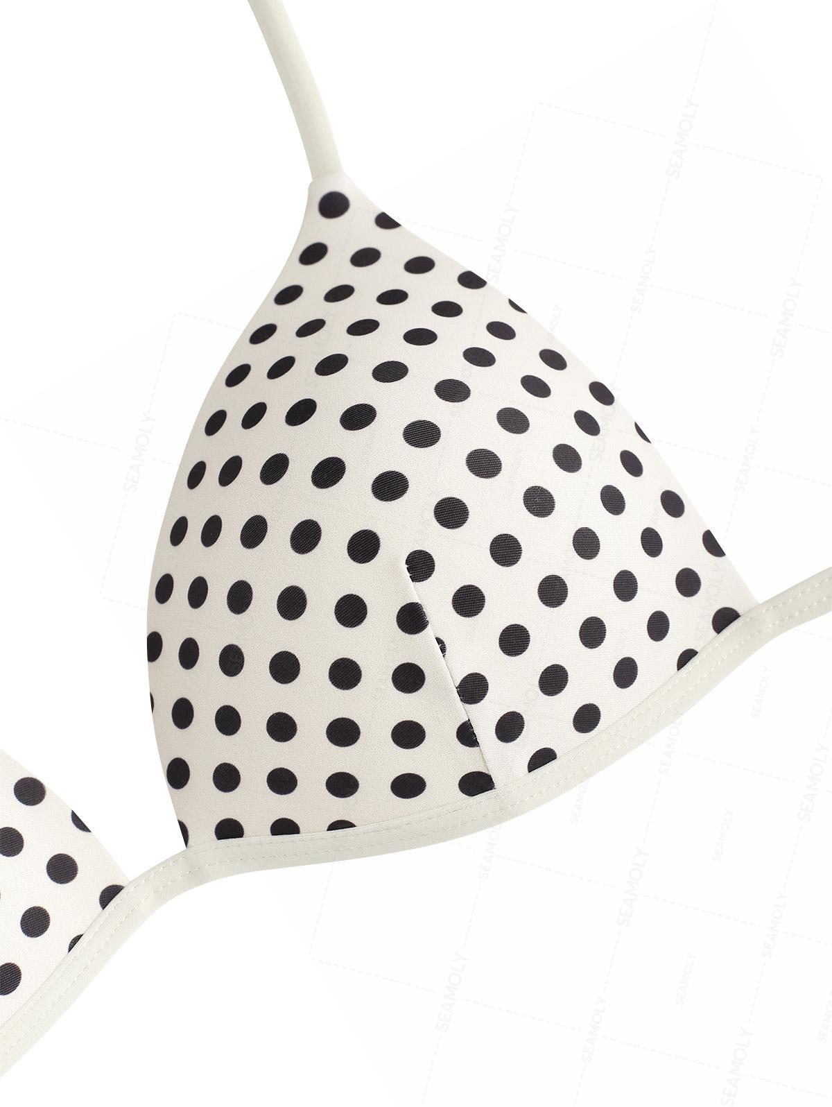 Seamolly Polka Dot Print Halter Triangle Tie Side Bikini Set