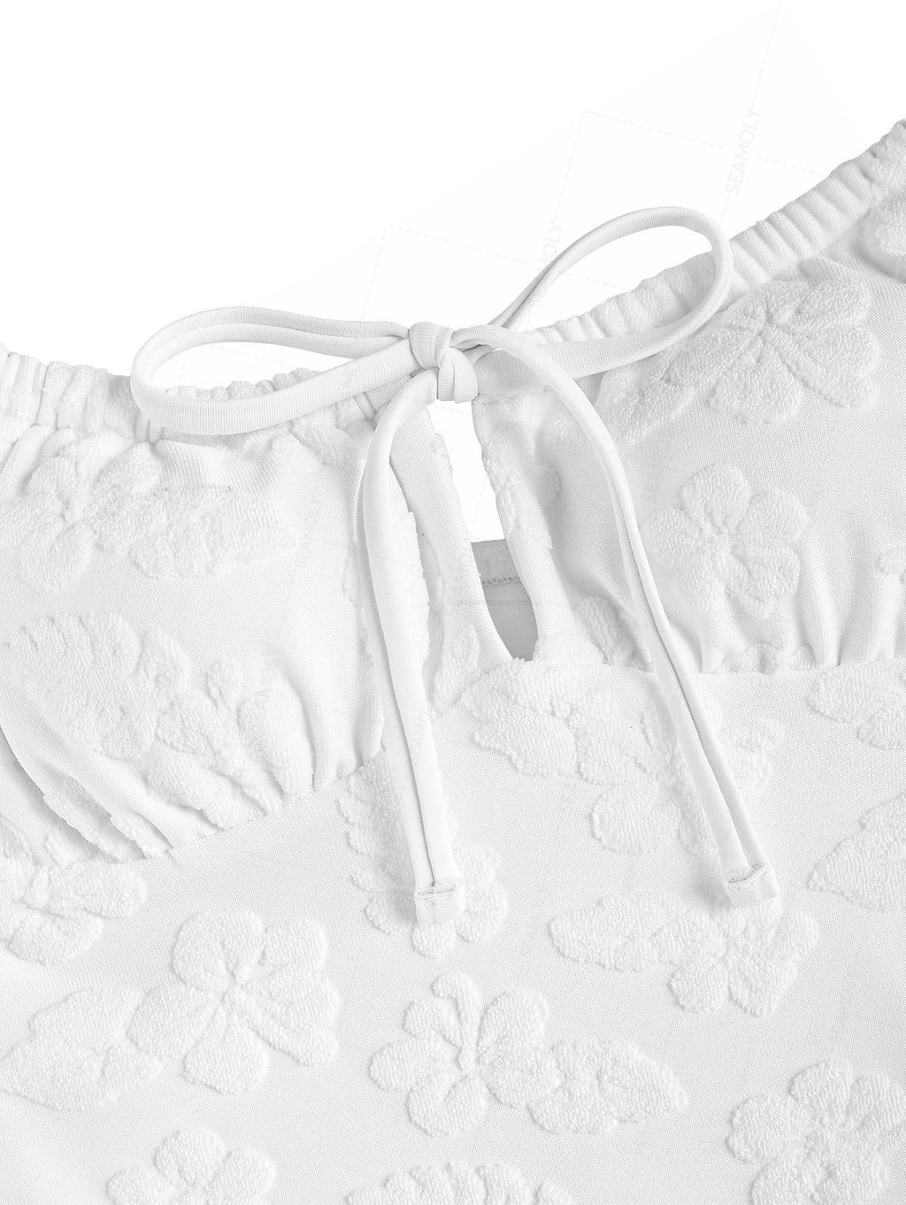 SeamollyTerry jacquard Tie Front One-piece Swimsuit