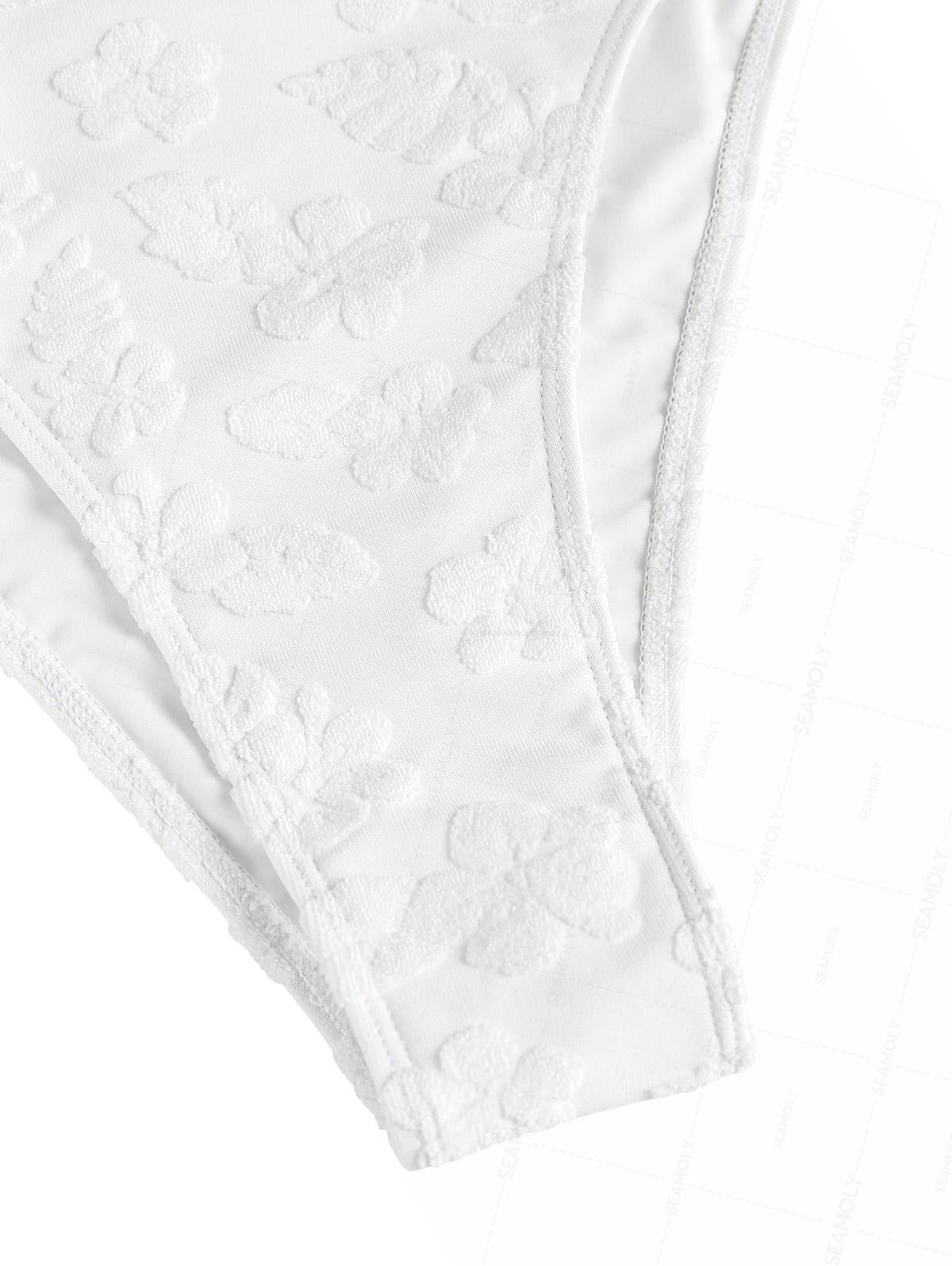 SeamollyTerry jacquard Tie Front One-piece Swimsuit