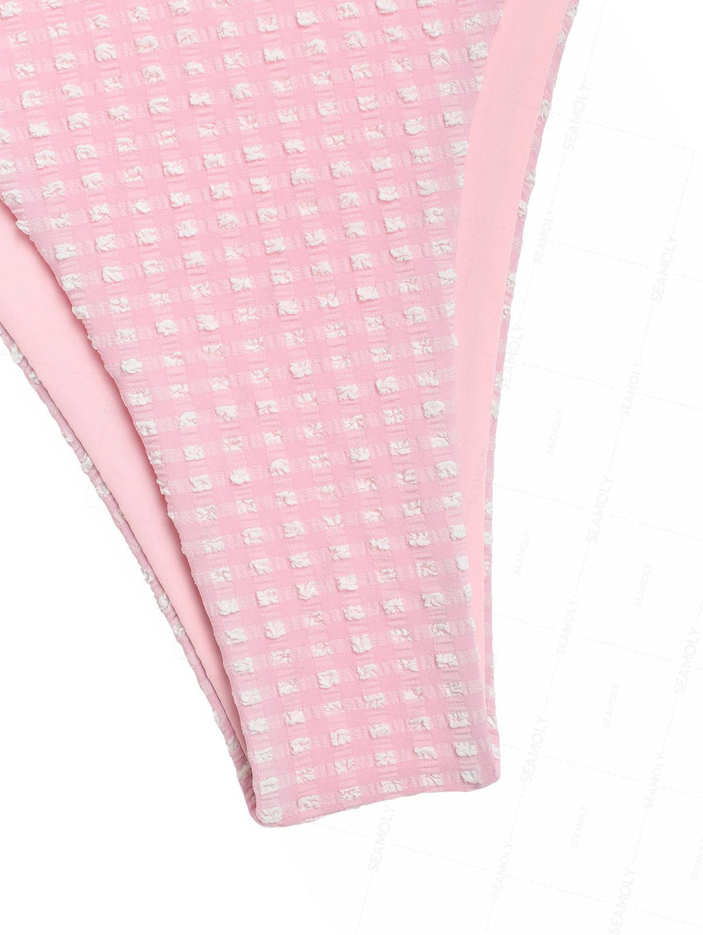 Seamolly Gingham Textured Bowknot Cinched Underwire Bikini Set