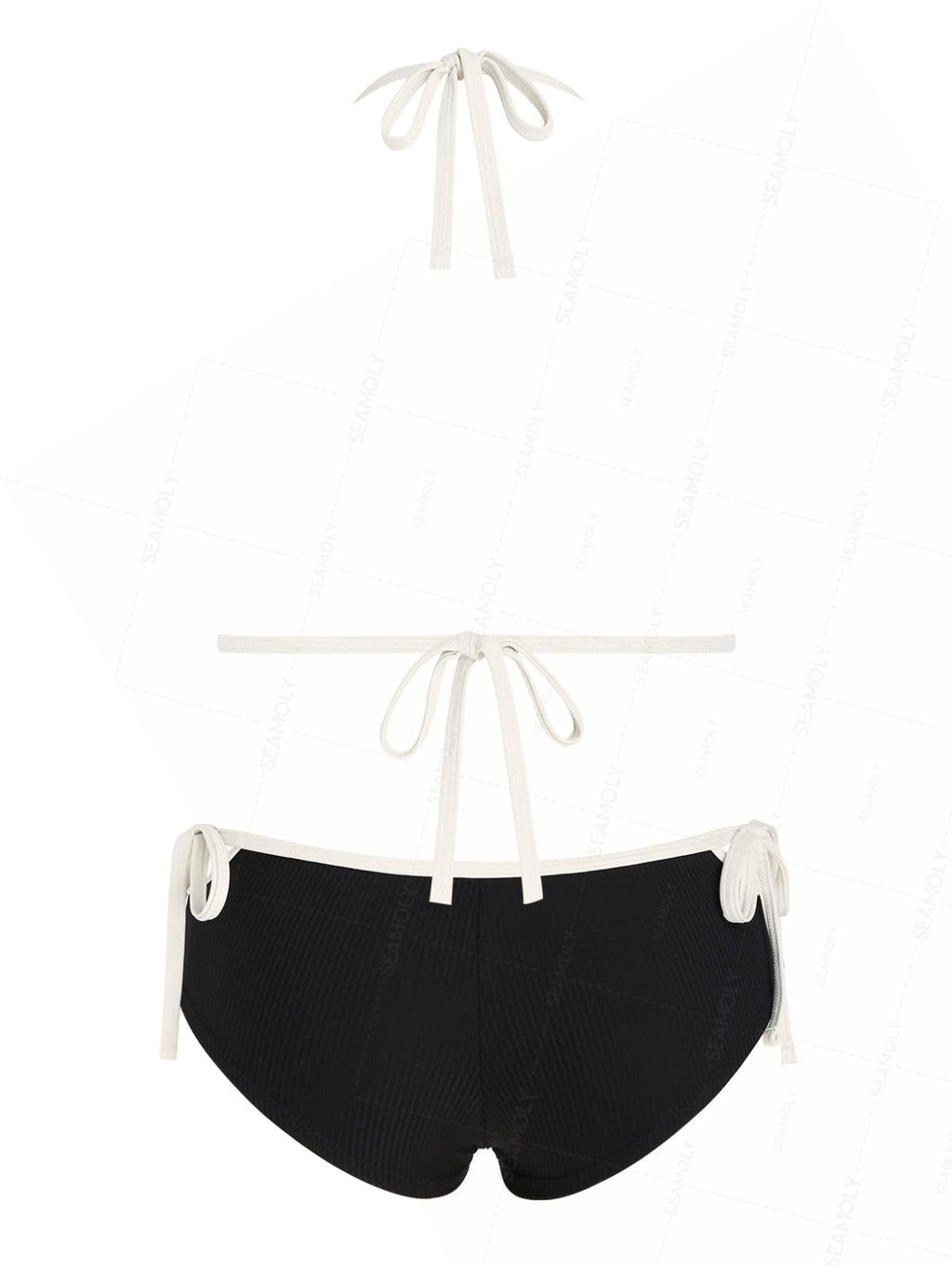 Seamolly Contrast Binding  Cutout Tied Side Boyshorts Bikini Set