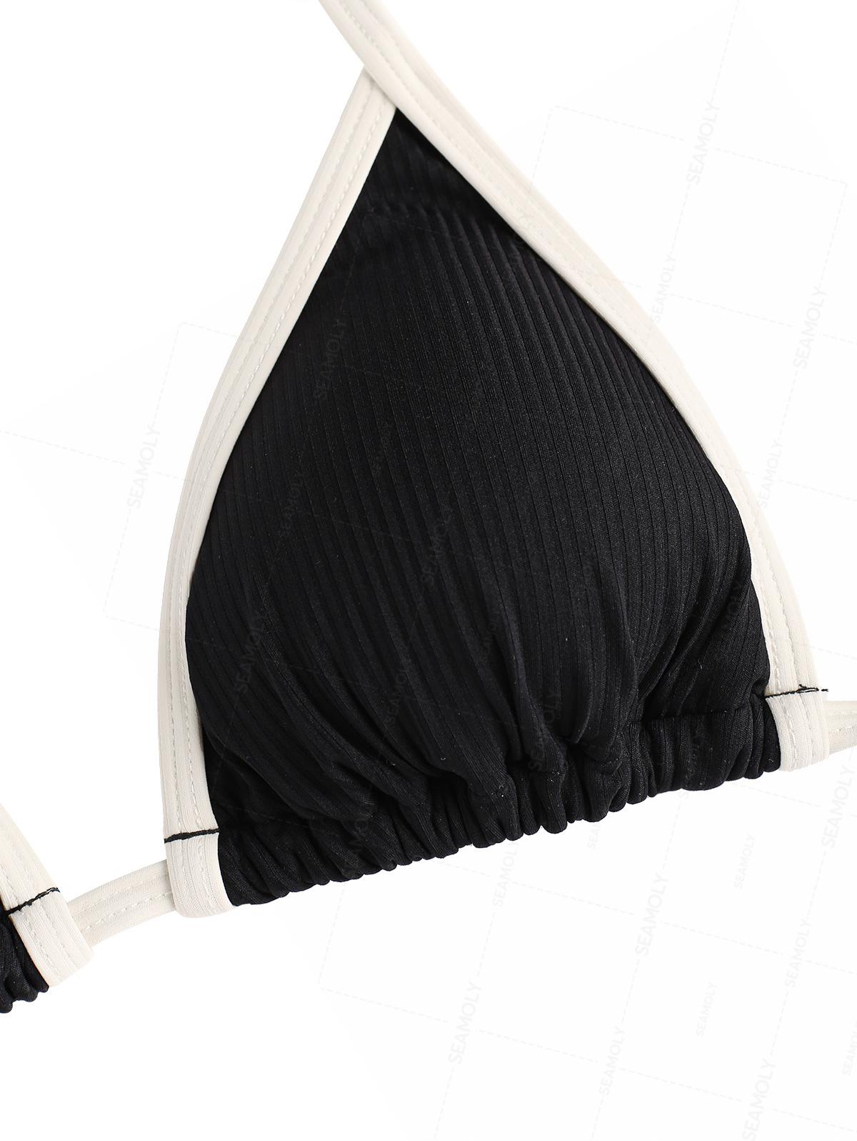 Seamolly Contrast Binding  Cutout Tied Side Boyshorts Bikini Set