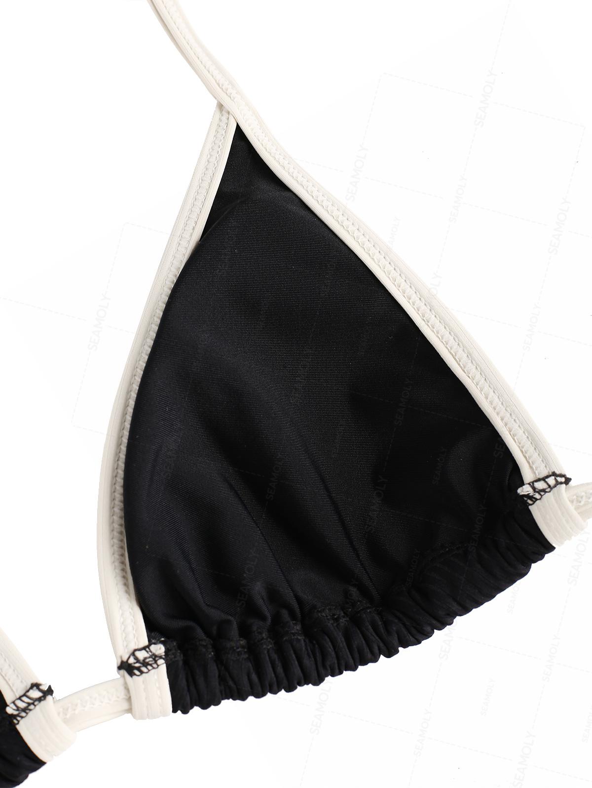 Seamolly Contrast Binding  Cutout Tied Side Boyshorts Bikini Set