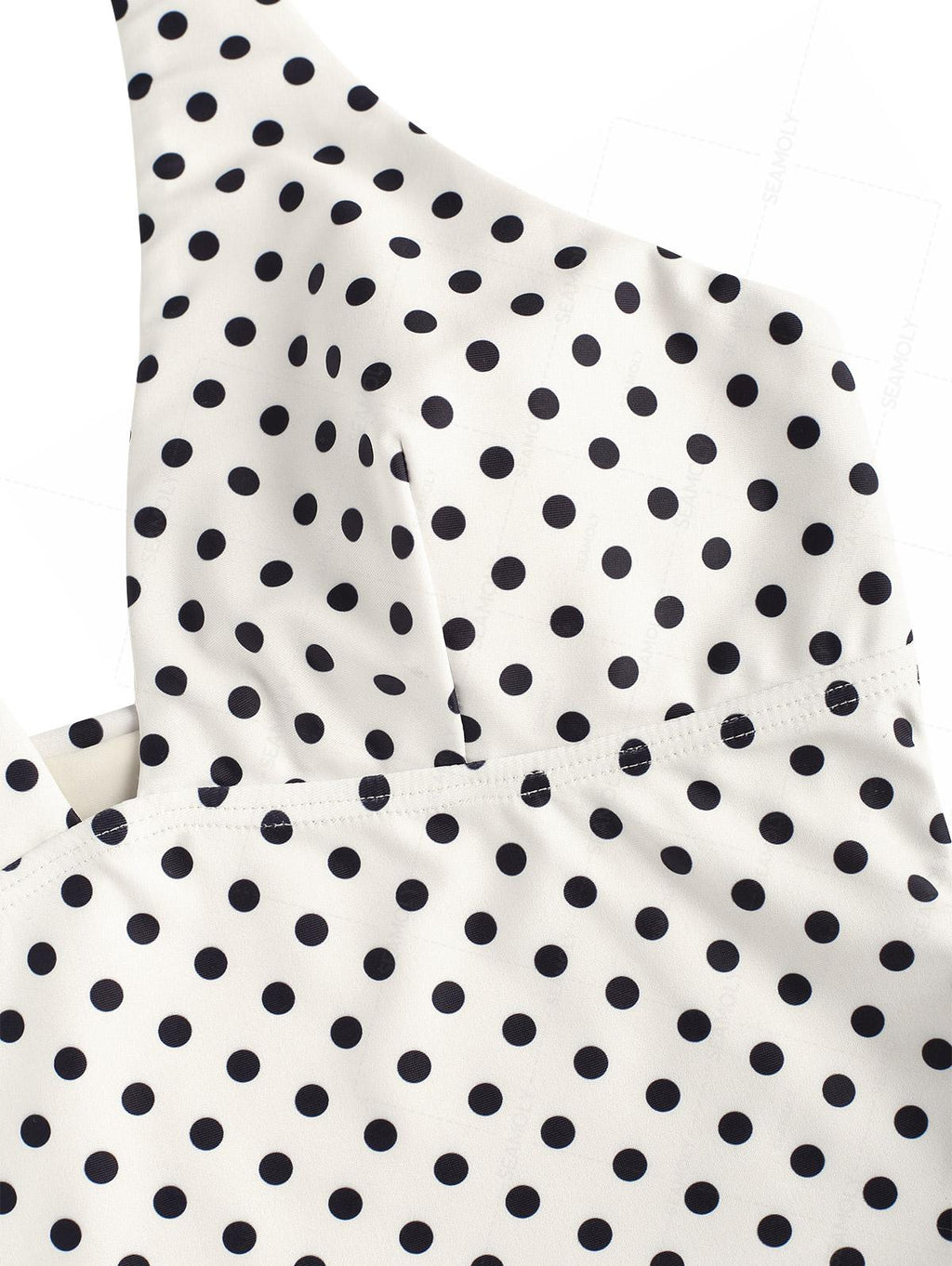 Seamolly Polka Dot Print Plunging Neck Halter Cinched  Tankini Set