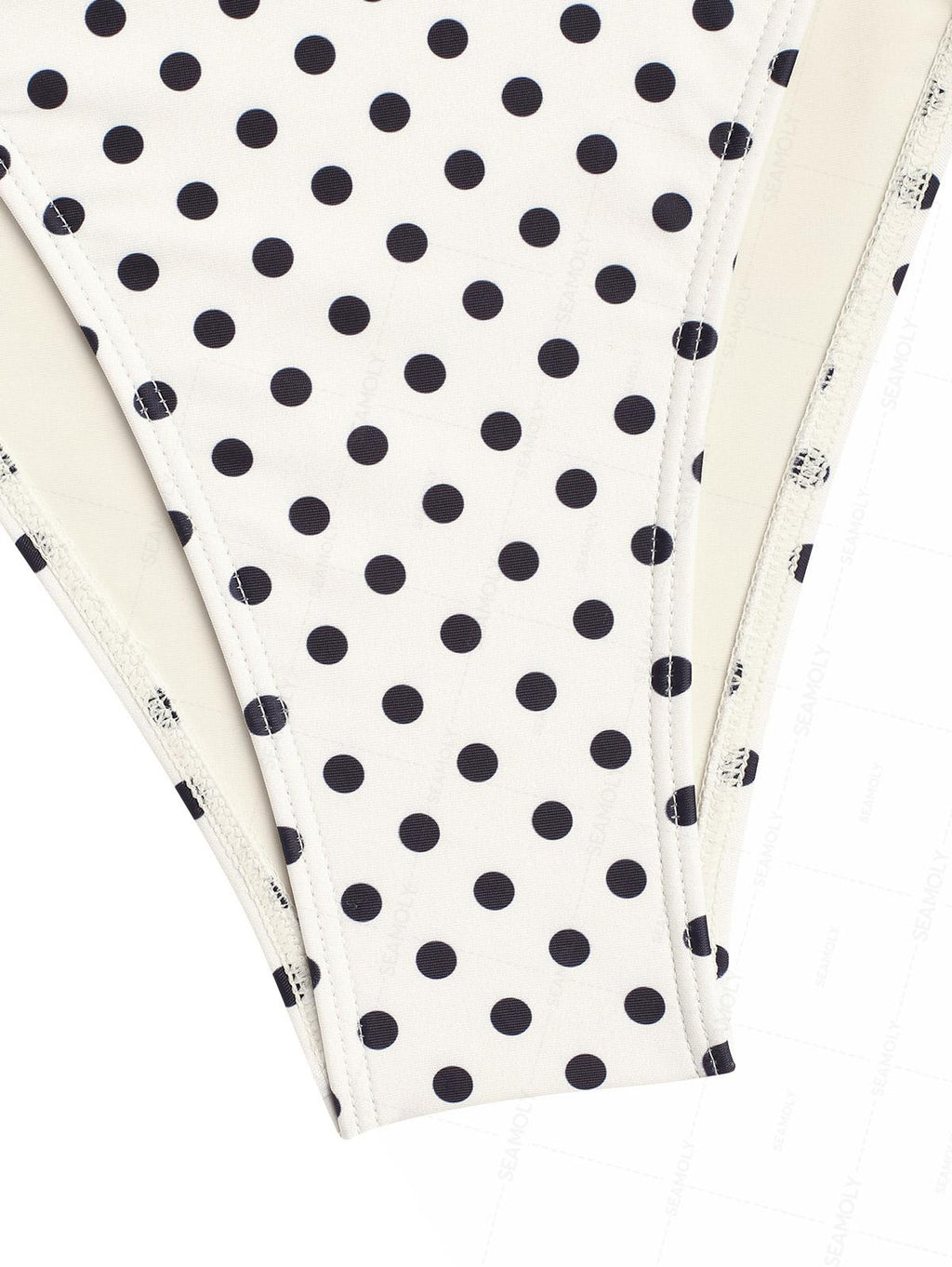 Seamolly Polka Dot Print Plunging Neck Halter Cinched  Tankini Set