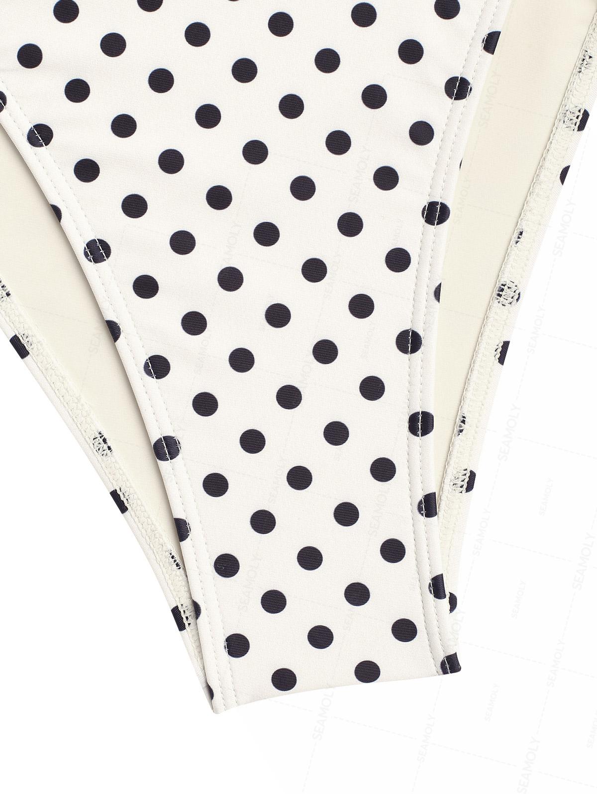 Seamolly Polka Dot Print Plunging Neck Halter Cinched  Tankini Set