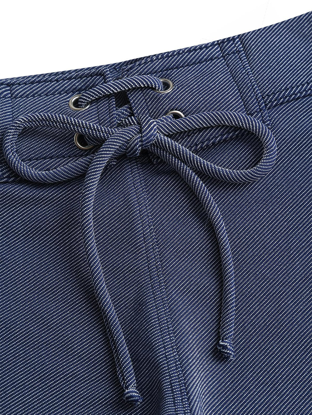 Seamolly Vintage Denim Fabric Grommet Lace Up Beach Swim Bottom Boyshorts