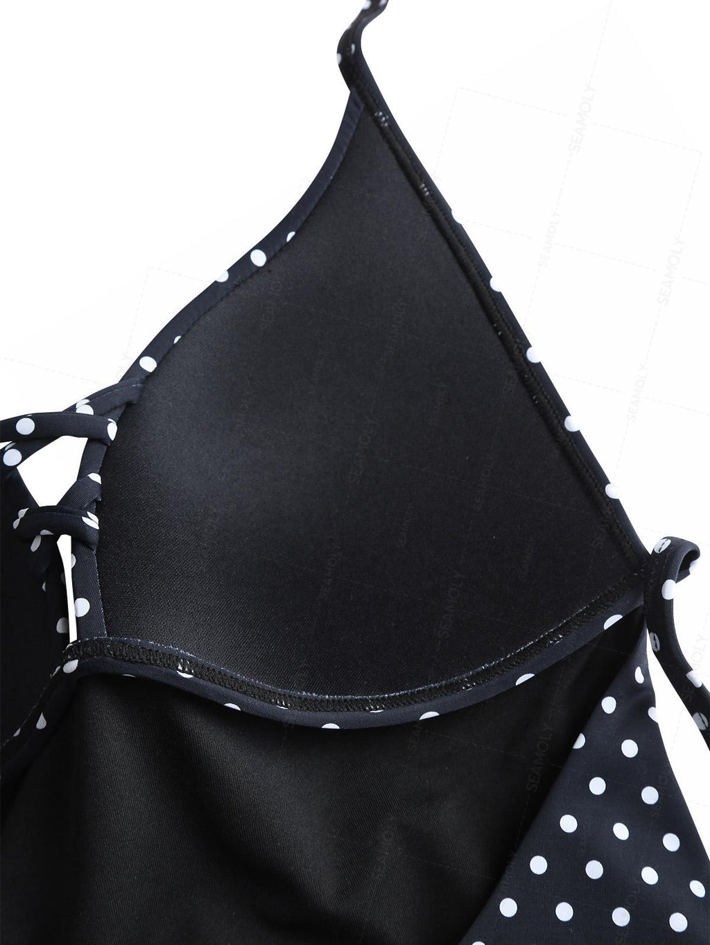Seamolly Polka Dot Crisscross Open Back Halter One-piece Swimsuit