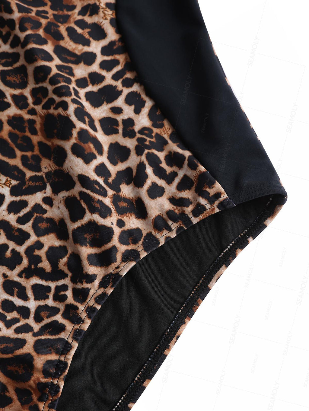 Seamolly Leopard Print Spliced Mesh V Neck One-piece Swimsuit