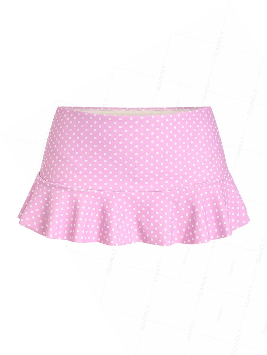 Seamolly Polka Dot Print Ruffles Hem Low Rise Swim Skirt Bikini Bottom