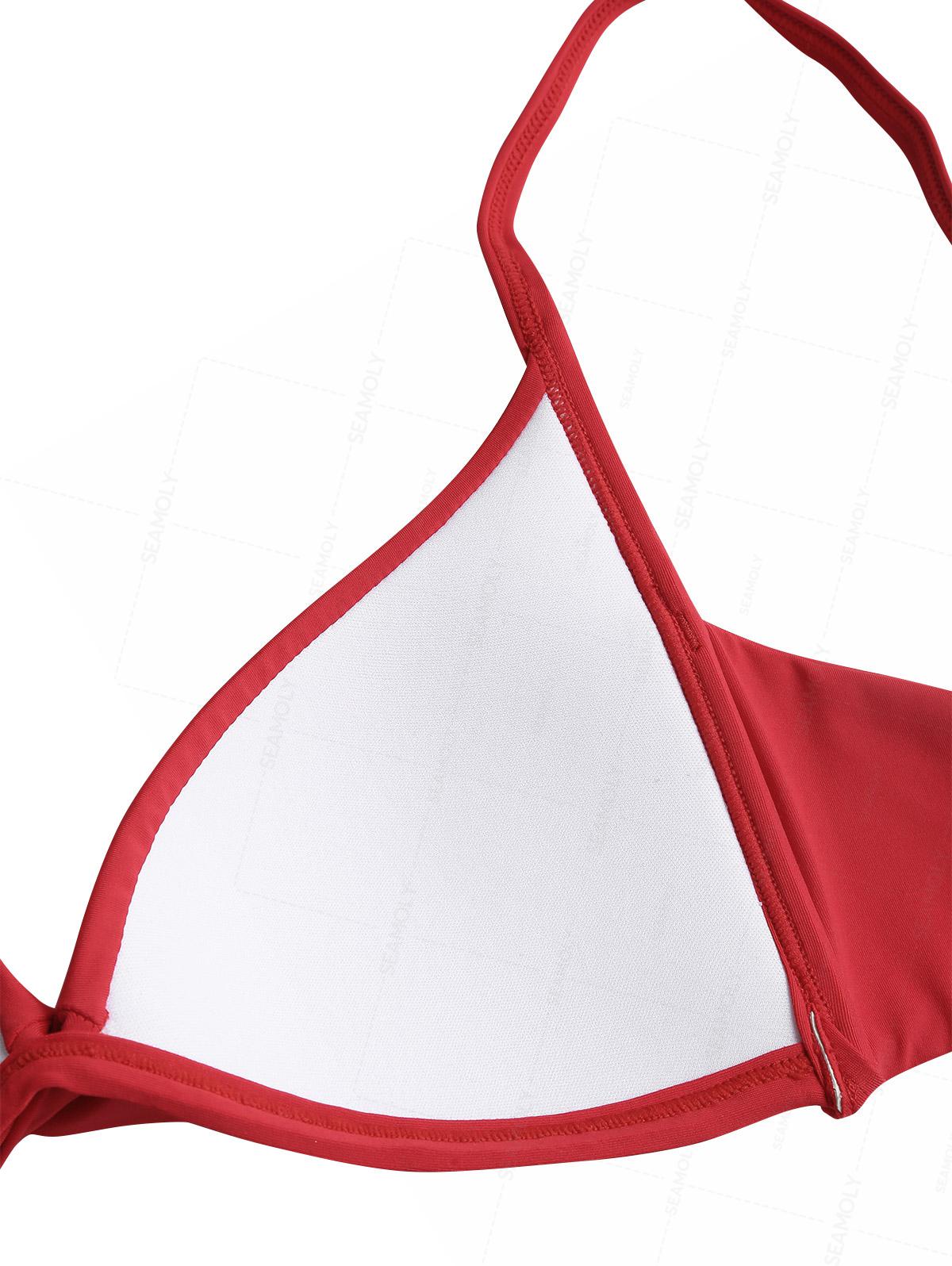 Seamolly Solid Color Crisscross Twist Gathering & Support Triangle Bikini Set