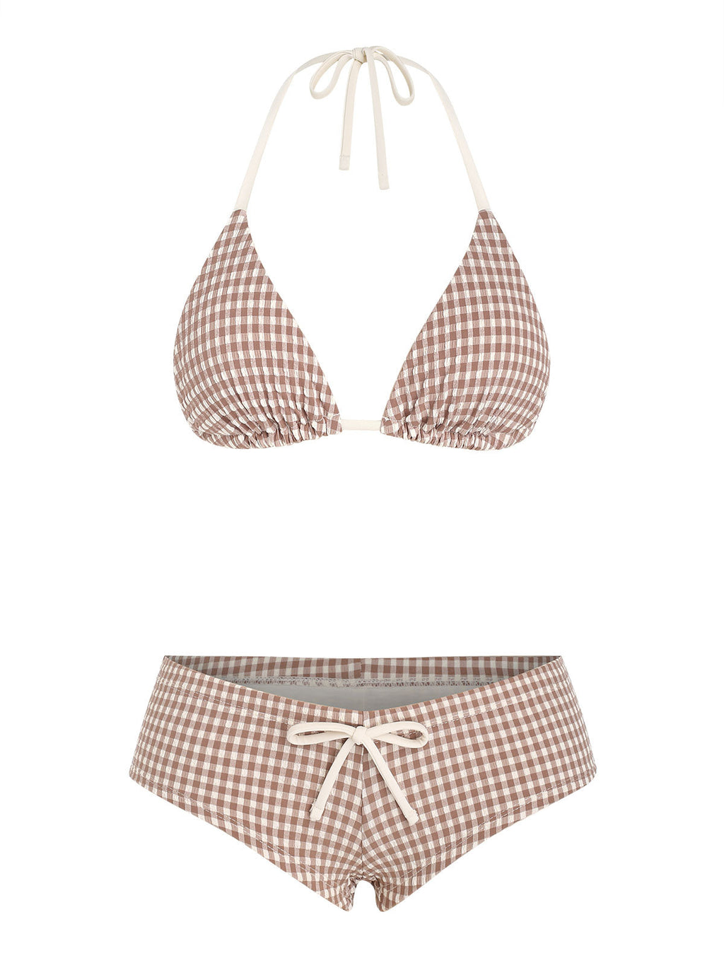 Seamolly Gingham Halter Triangle Boyshorts Bikini Set